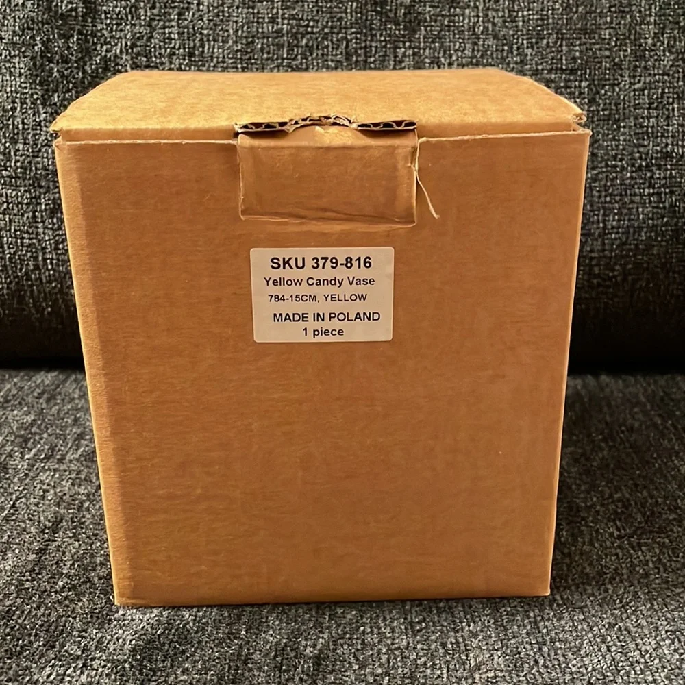 Crate & Barrel Yellow Candy Vase - New in Box